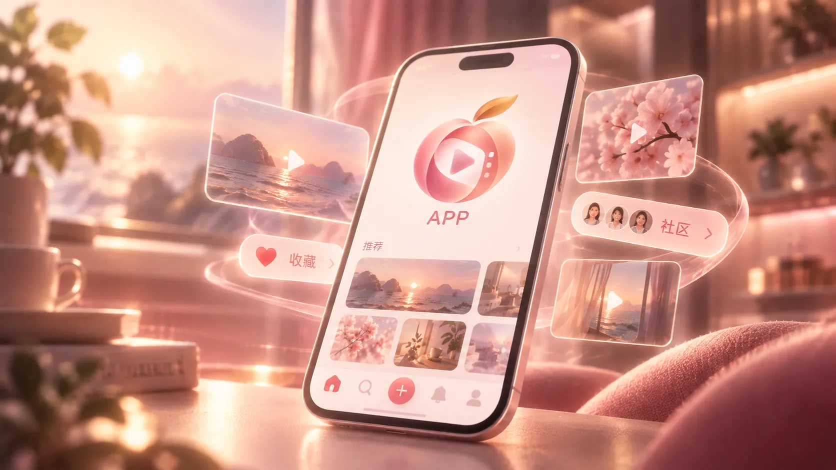 APP 使用场景：收藏、续看与内容发现相关画面